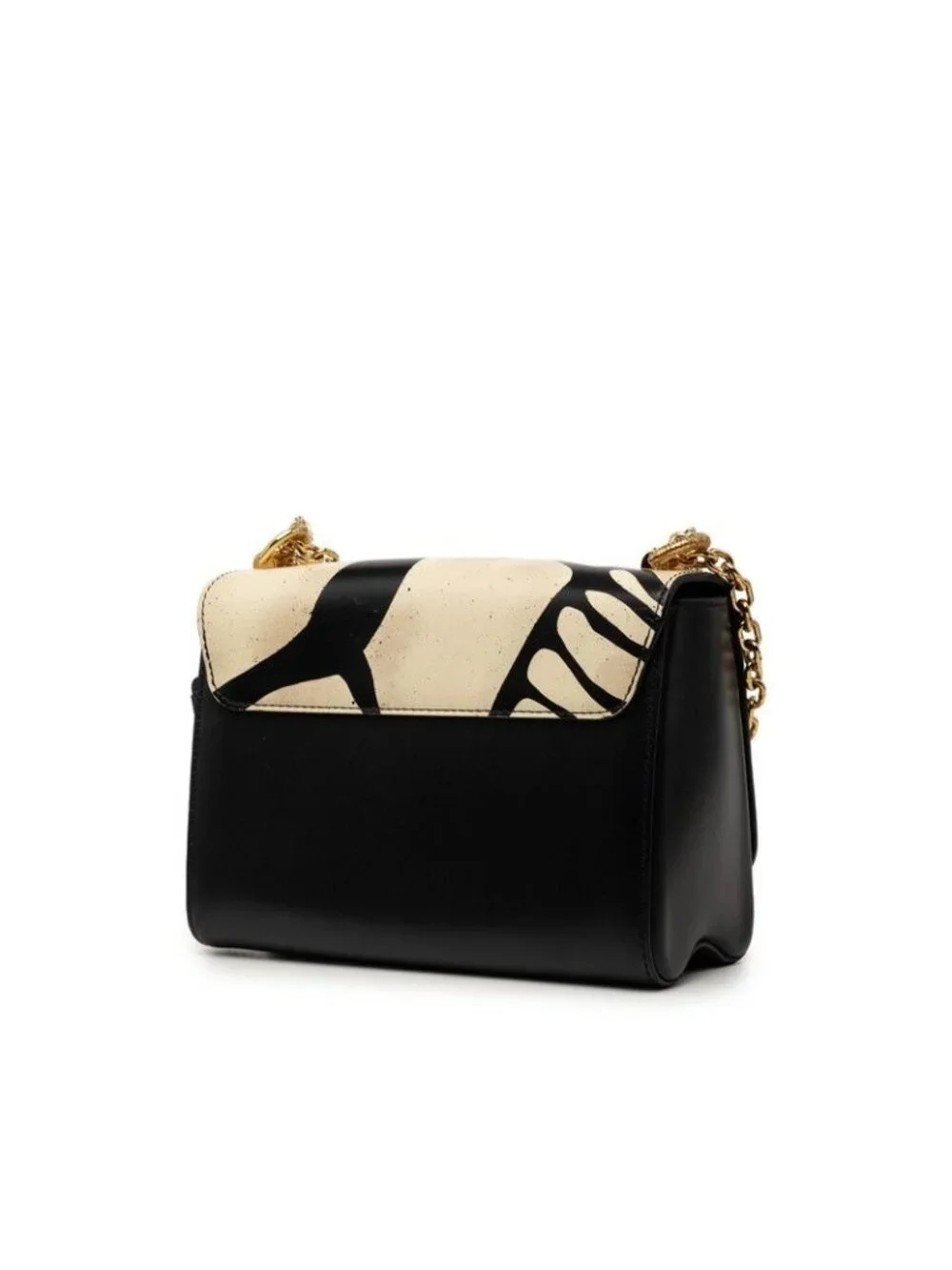 Louis Vuitton Twist MM Chain Shoulder Bag Black Ivory Leather